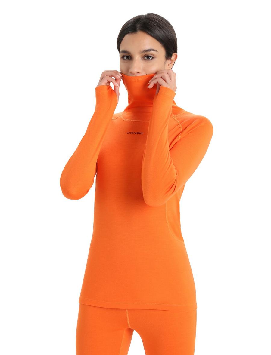 Icebreaker MerinoFine™ Long Sleeve Roll Neck Naisten Base Layers Oranssi | FI 1894LISH